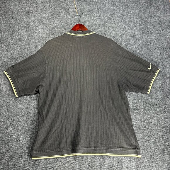Nike Polo Shirt Mens Large Gray Ribbed Sweater Knit Short Sleeve Buttons Logo - Picture 7 of 11